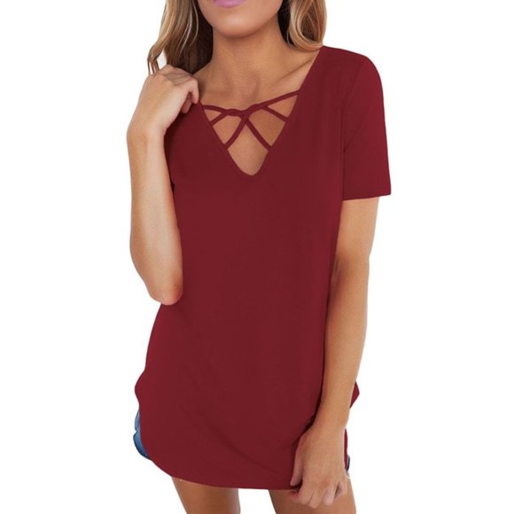 Unbranded Tops - Wine Soft Cage Front Top